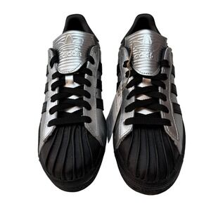 Adidas Superstar 82 Silver Black Metallic Shell Toe Sneakers JH5669 Womens 8 New